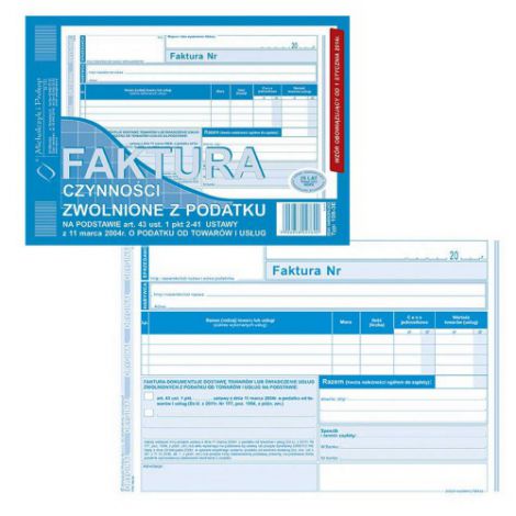 Druk MiP Faktura dla Zwolnionych z Podatku A5/80 - 2